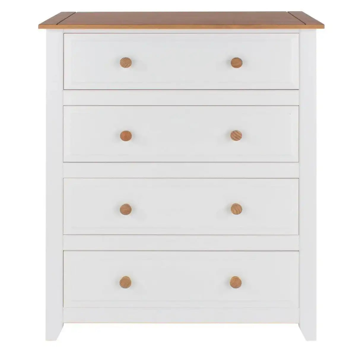 Capri 4 Drawer Chest of Drawers in White & Pine - Price Crash Furniture