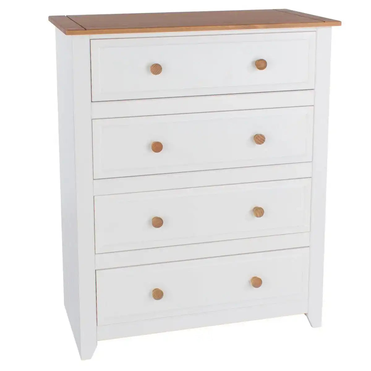 Capri 4 Drawer Chest of Drawers in White & Pine - Price Crash Furniture