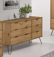 CORE PRODUCTS AUGUSTA LARGE 3+3 WIDE 6 DRAWER CHEST OF DRAWERS IN PINE - Price Crash Furniture