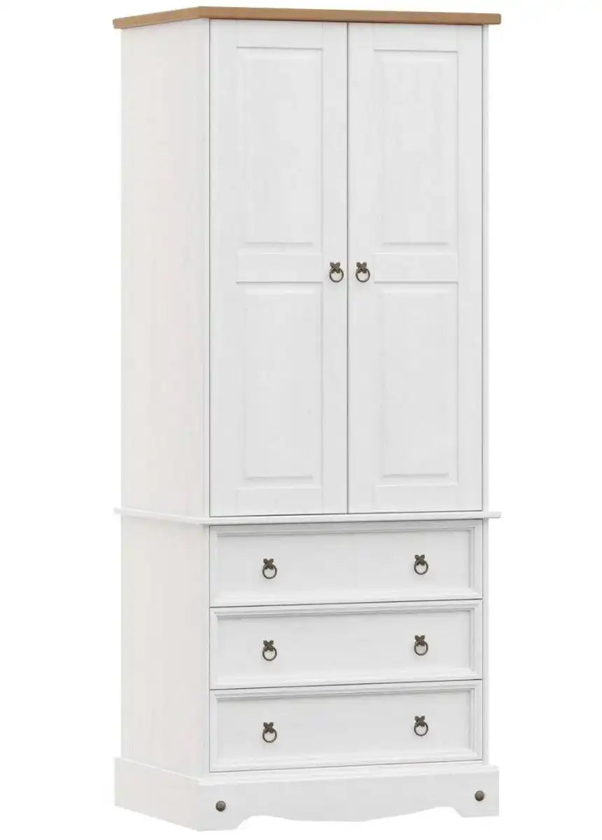 Core Products Corona White 2 Door, 3 Drawer Wardrobe - Price Crash Furniture