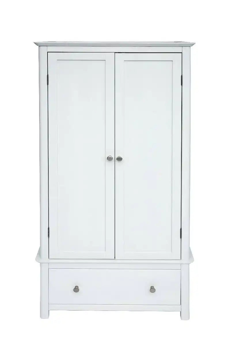 Core Products Nairn / Stirling White Handcrafted 2 Door 1 Drawer Wardrobe - Price Crash Furniture