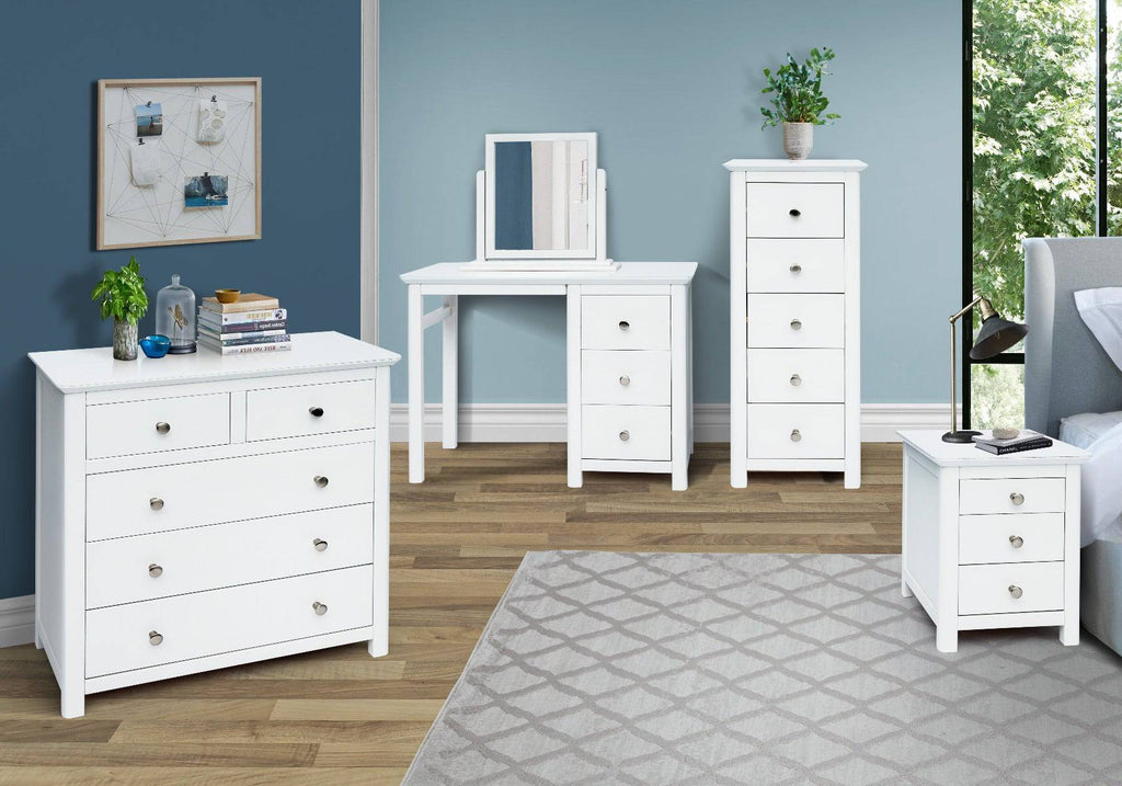 Core Products Nairn White Handcrafted 2+3 Drawer Chest - Price Crash Furniture