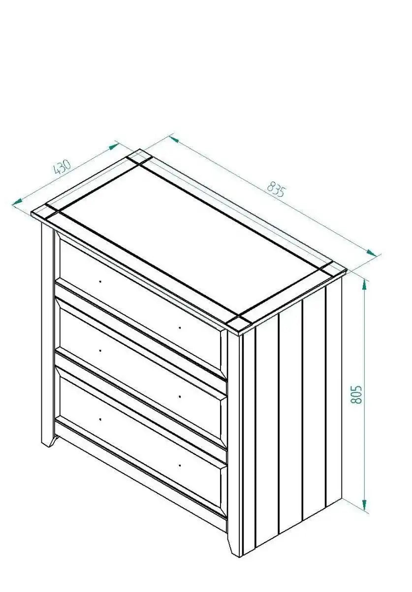 Core Products Capri 3 Drawer Wide Chest White - Price Crash Furniture