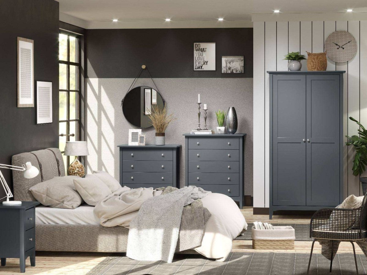 Core Products Como Blue 2 drawer petite beside cabinet - Price Crash Furniture
