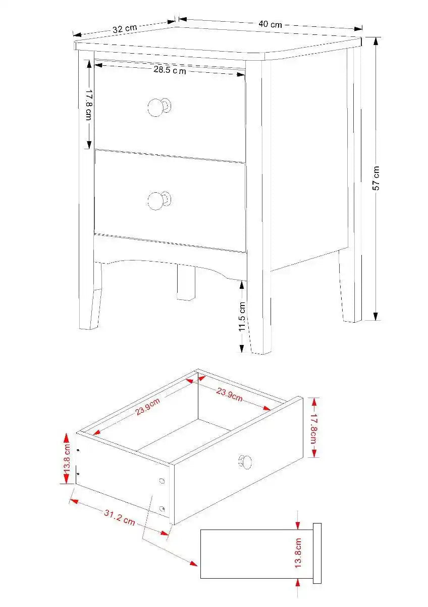 Core Products Como White 2 drawer beside cabinet - Price Crash Furniture