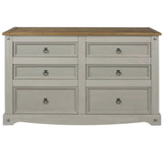 Core Products Corona Grey Washed 3+3 6 Drawer Wide Chest Of Drawers - Price Crash Furniture