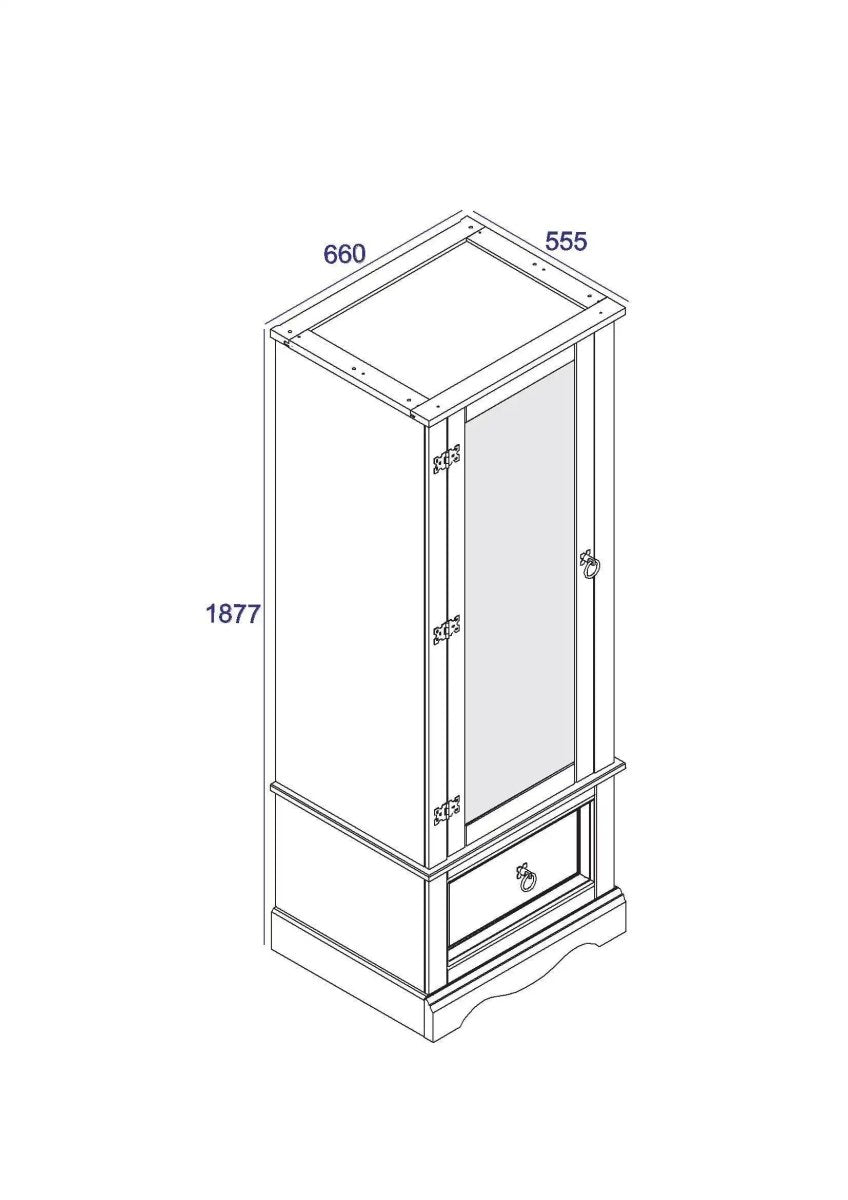 Core Products Corona Grey Washed Armoire with Mirrored Door - Price Crash Furniture