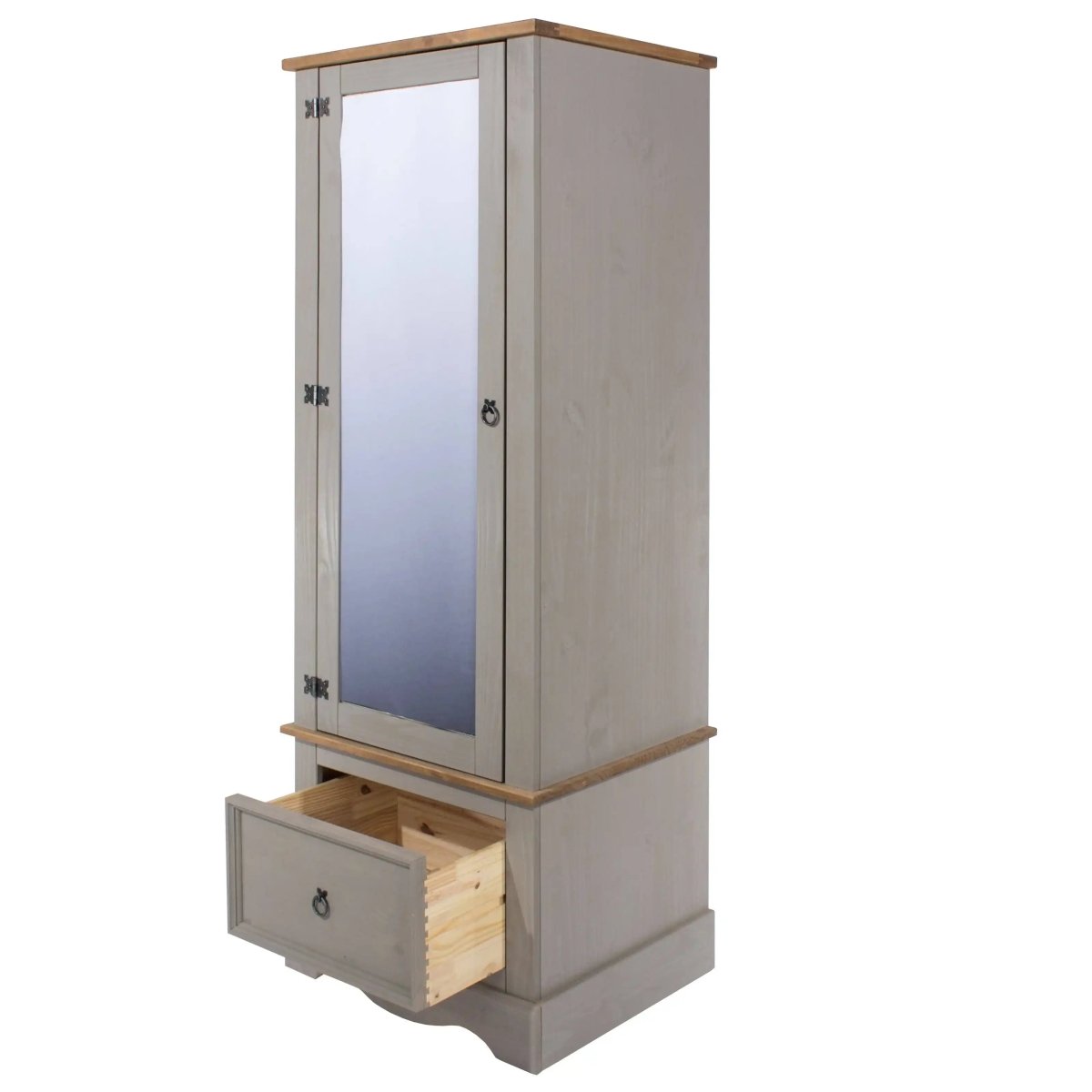 Core Products Corona Grey Washed Armoire with Mirrored Door - Price Crash Furniture
