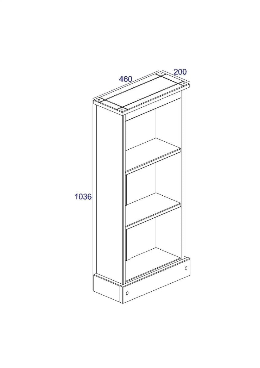 Core Products Corona Pine Grey Wax Low Narrow Bookcase - Price Crash Furniture