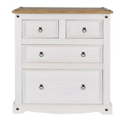 Core Products Corona White Washed Wax Effect Pine 2+2 Drawer Chest - Price Crash Furniture