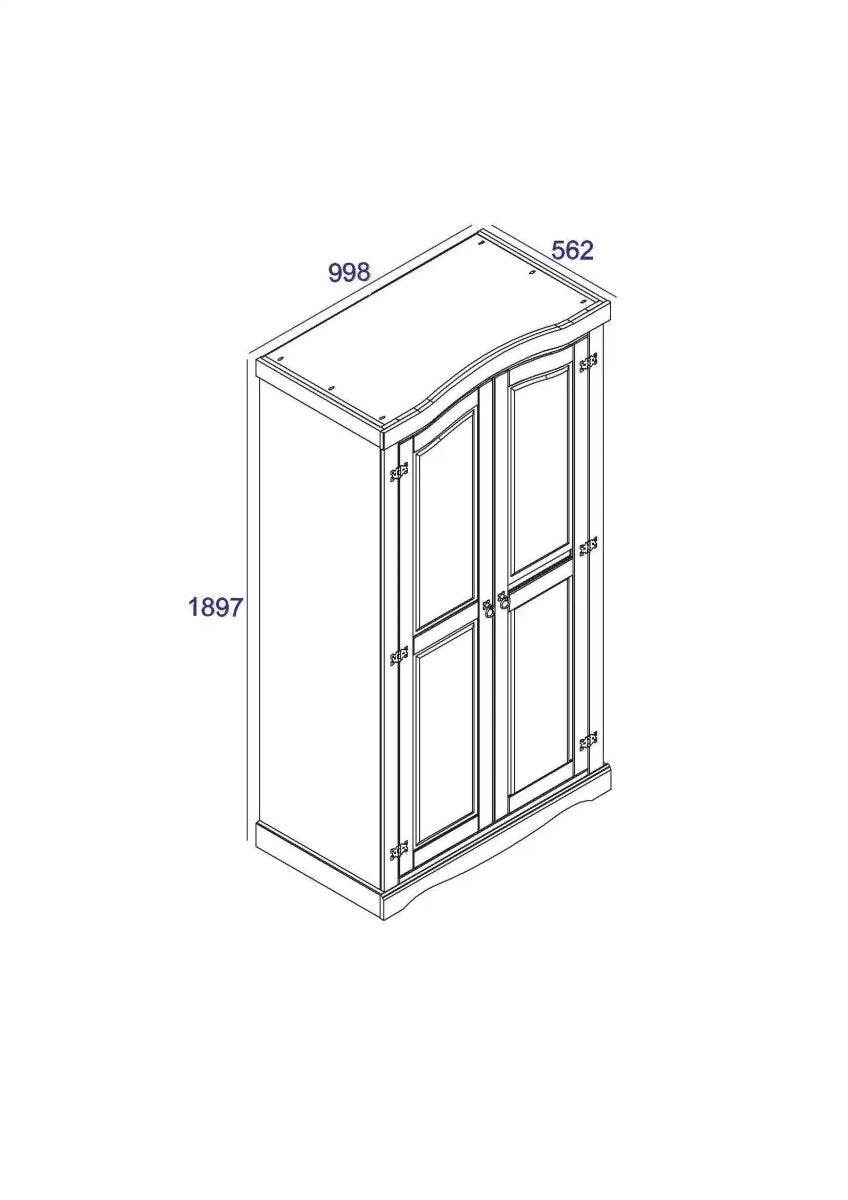 Core Products Corona White Waxed 2 Door Wardrobe - Price Crash Furniture