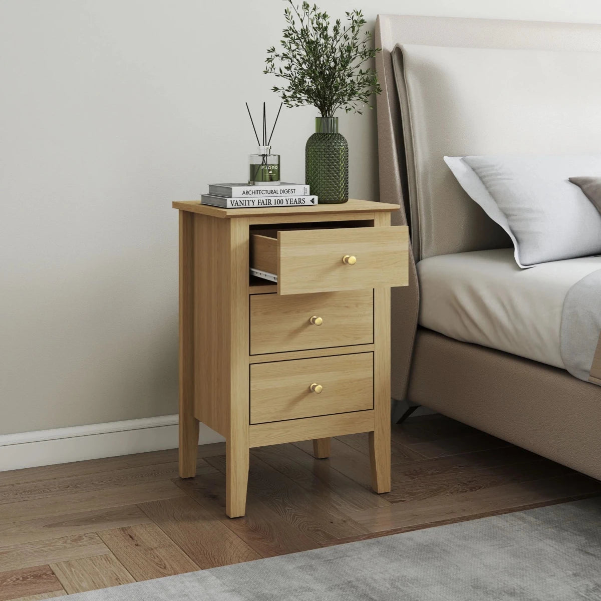 Core Products Henley Home 3 Drawer Bedside Cabinet - Price Crash Furniture