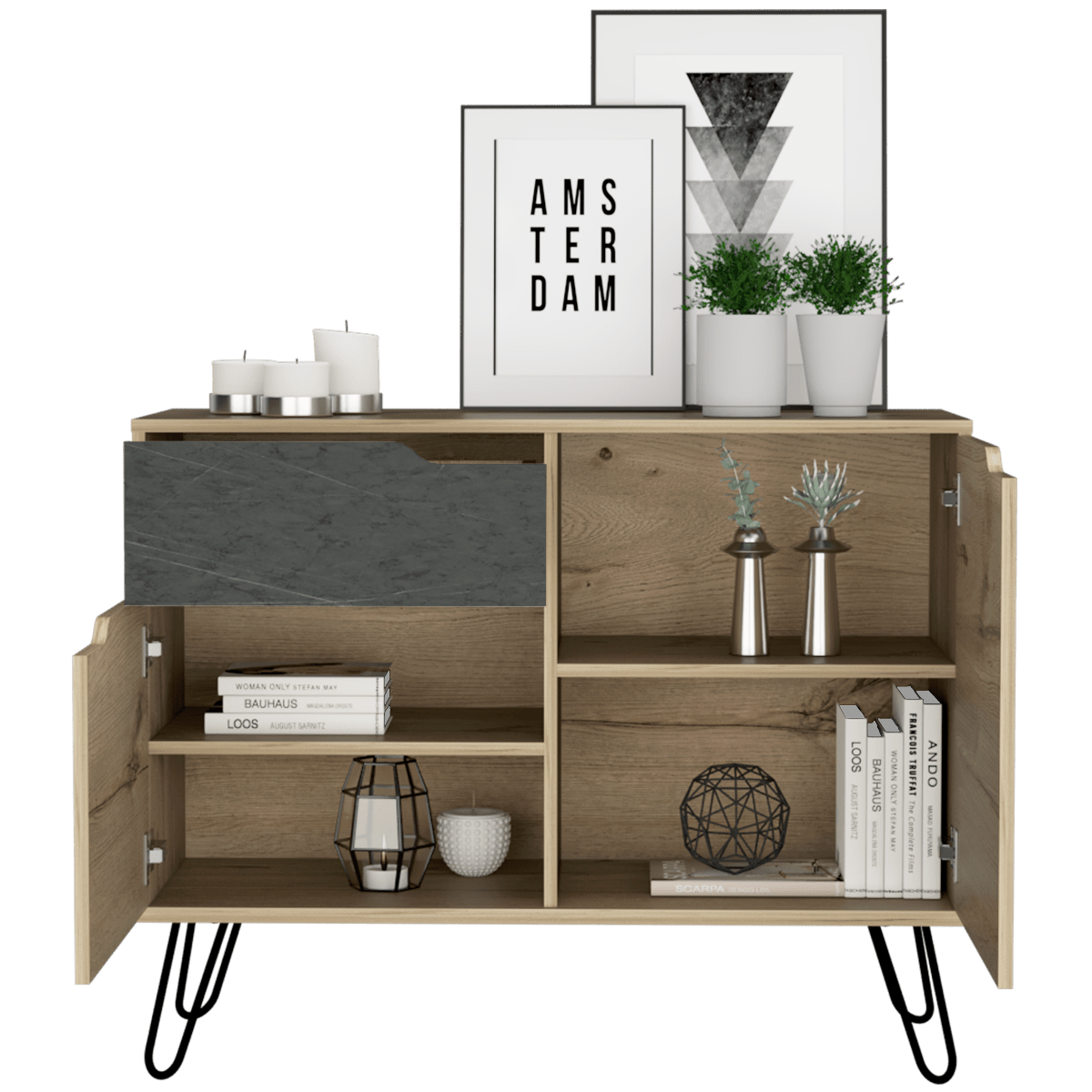 Core Manhattan Bleached Pine 2 Door 1 Drawer Sideboard - Price Crash Furniture