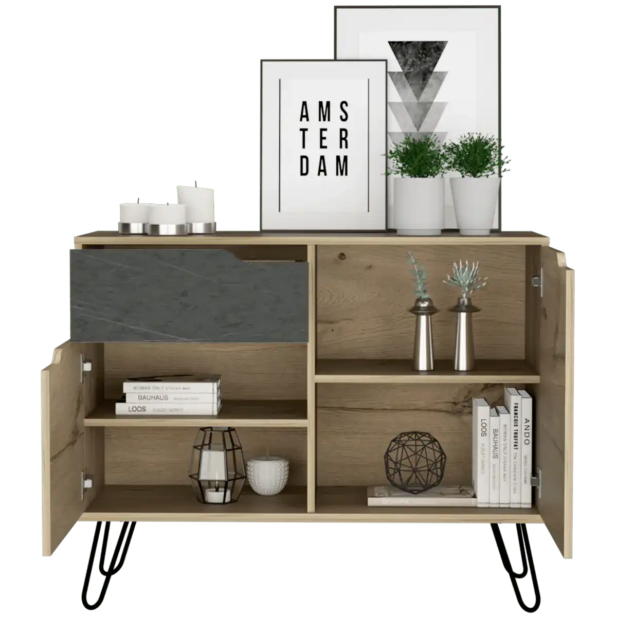 Core Manhattan Bleached Pine 2 Door 1 Drawer Sideboard - Price Crash Furniture