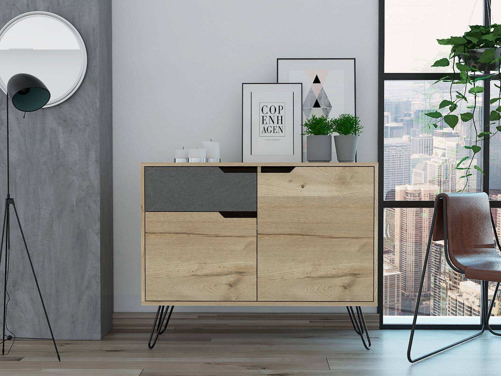 Core Manhattan Bleached Pine 2 Door 1 Drawer Sideboard - Price Crash Furniture