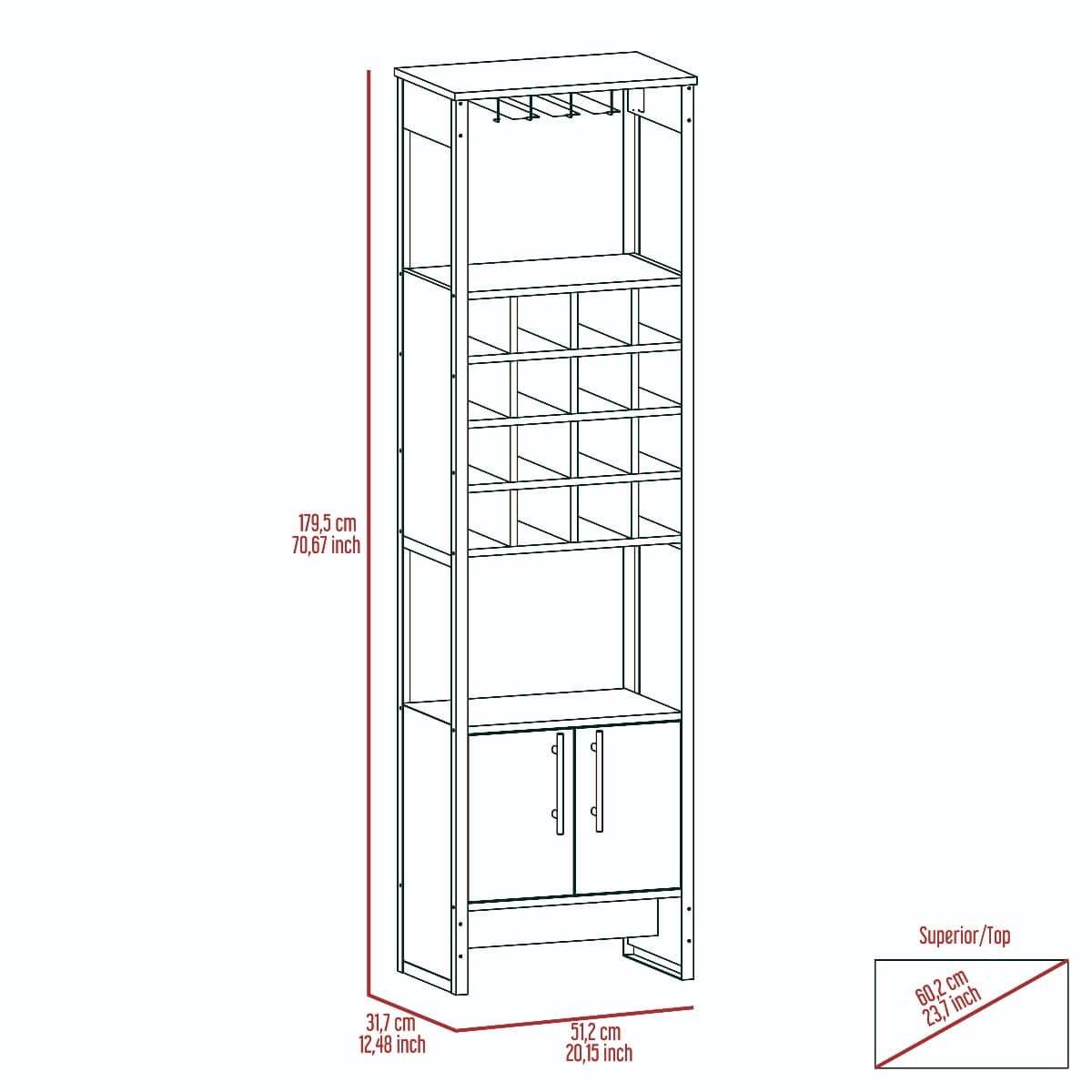 Core Products Brooklyn 2 Door Tall Wine Rack - Price Crash Furniture