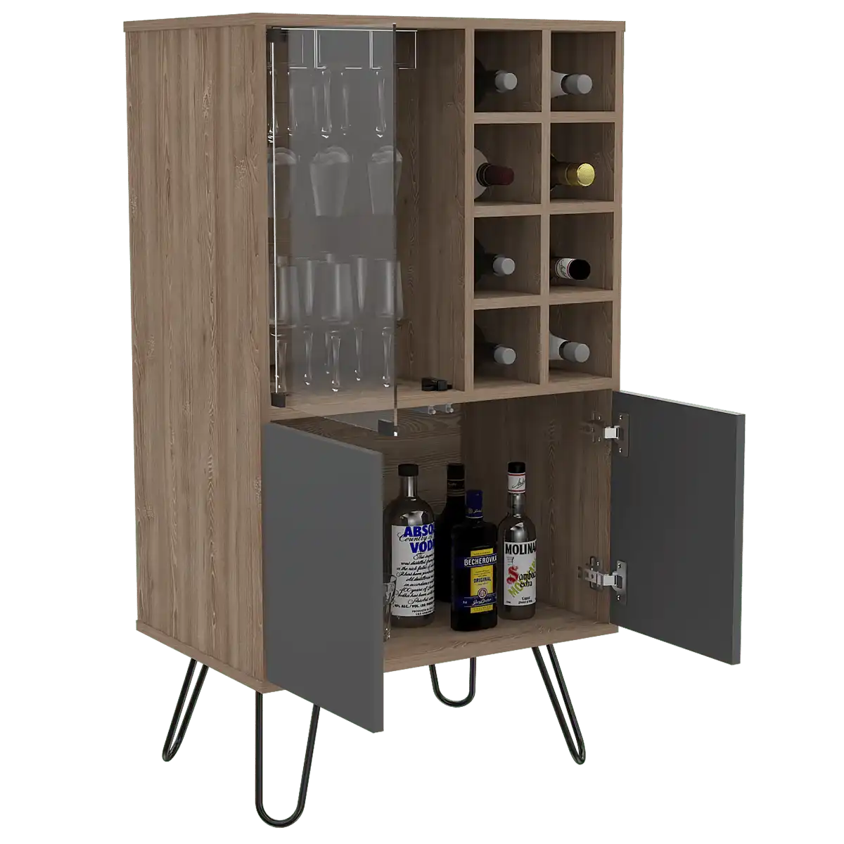 Core Vegas Bleached Oak Effect Wine Cabinet - Price Crash Furniture