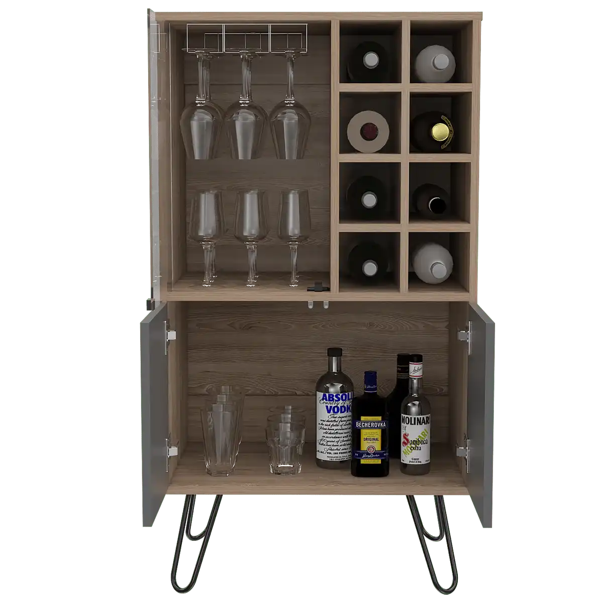 Core Vegas Bleached Oak Effect Wine Cabinet - Price Crash Furniture