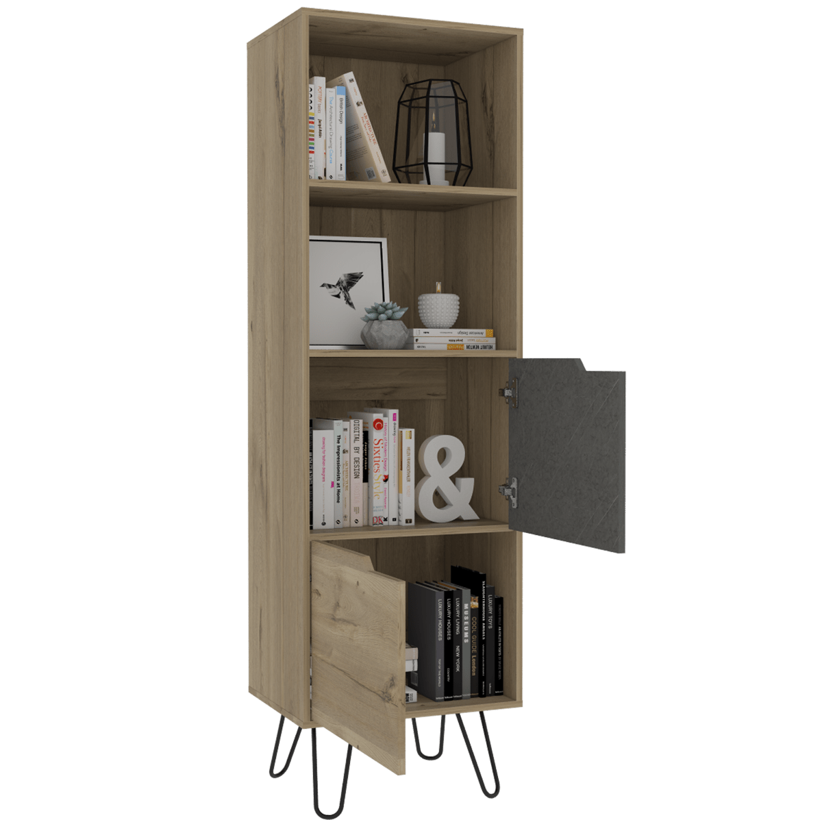 Core Manhattan Bleached Pine 2 Door Tall Bookcase - Price Crash Furniture