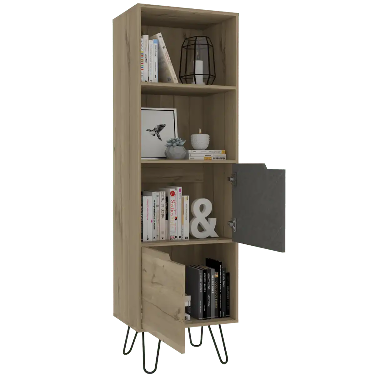 Core Manhattan Bleached Pine 2 Door Tall Bookcase - Price Crash Furniture