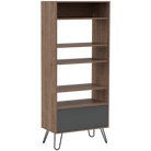 Core Vegas Bleached Oak Effect Display Bookcase With Door - Price Crash Furniture