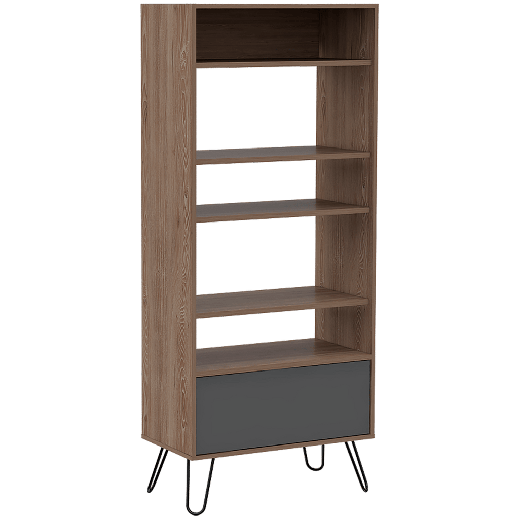 Core Vegas Bleached Oak Effect Display Bookcase With Door - Price Crash Furniture