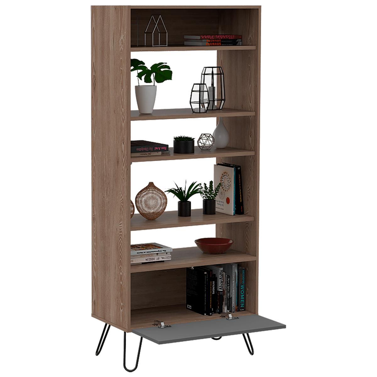 Core Vegas Bleached Oak Effect Display Bookcase With Door - Price Crash Furniture