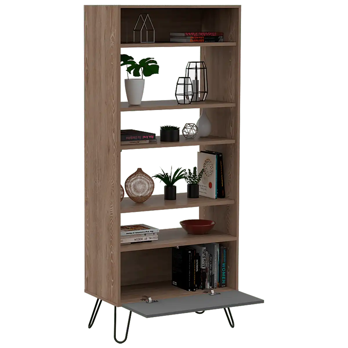 Core Vegas Bleached Oak Effect Display Bookcase With Door - Price Crash Furniture