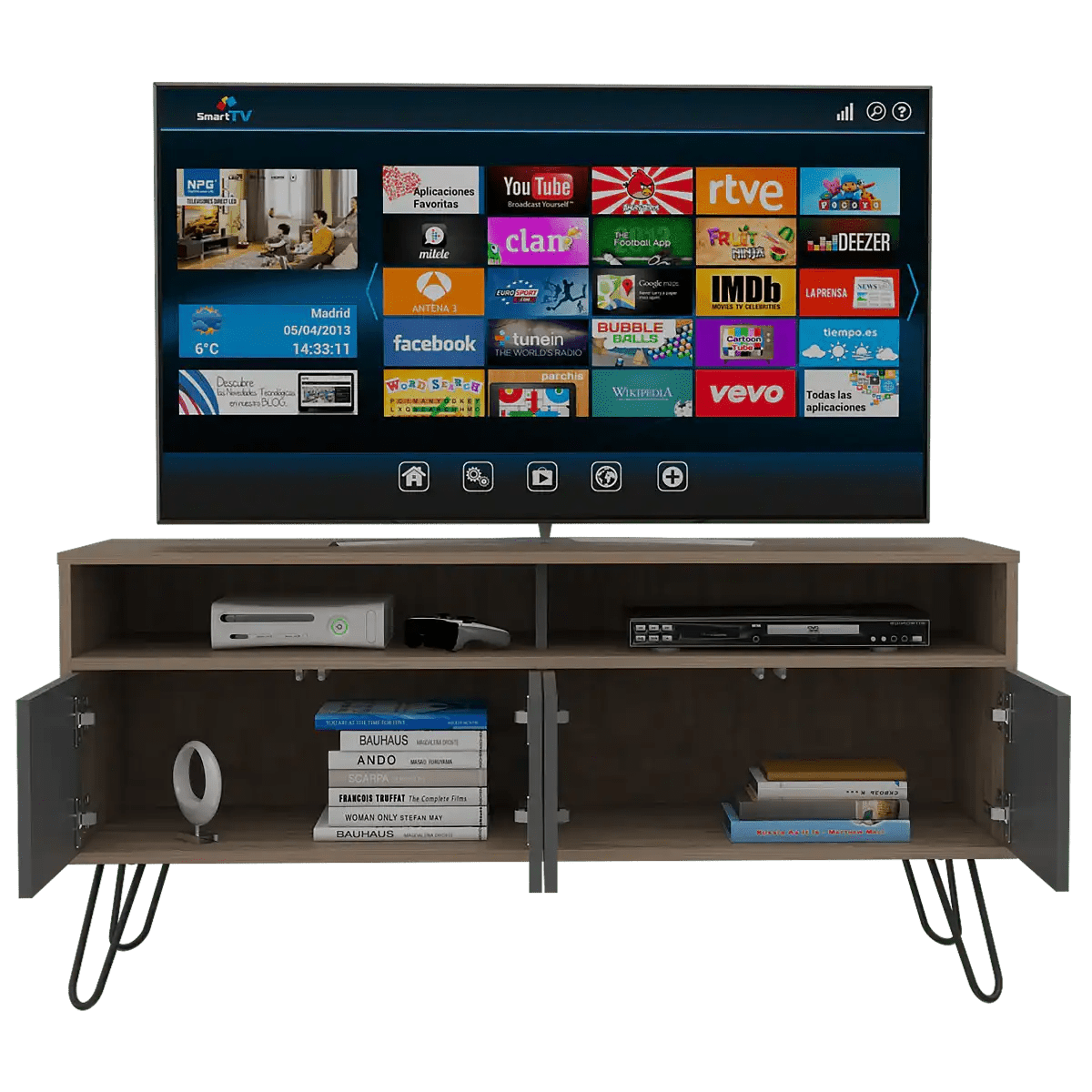 Core Vegas Bleached Oak Effect 4 Door TV Stand - Price Crash Furniture