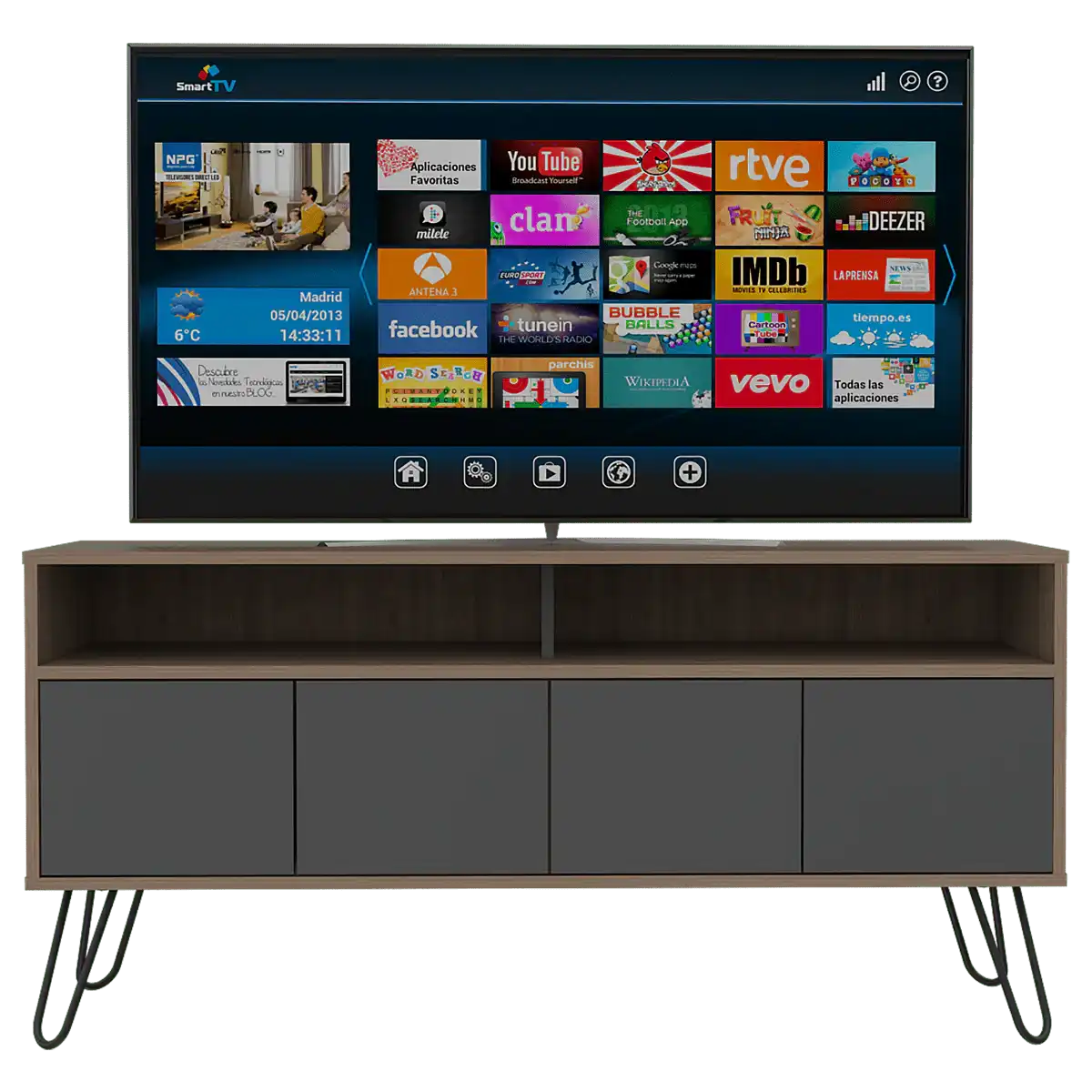 Core Vegas Bleached Oak Effect 4 Door TV Stand - Price Crash Furniture
