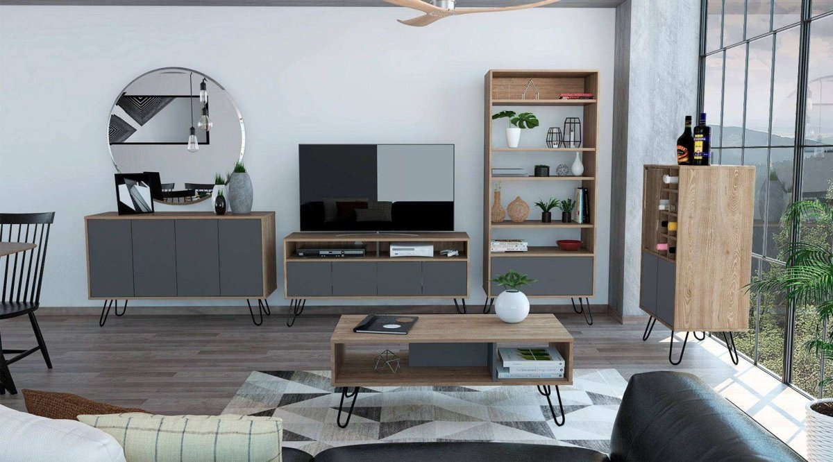 Core Vegas Bleached Oak Effect 4 Door TV Stand - Price Crash Furniture