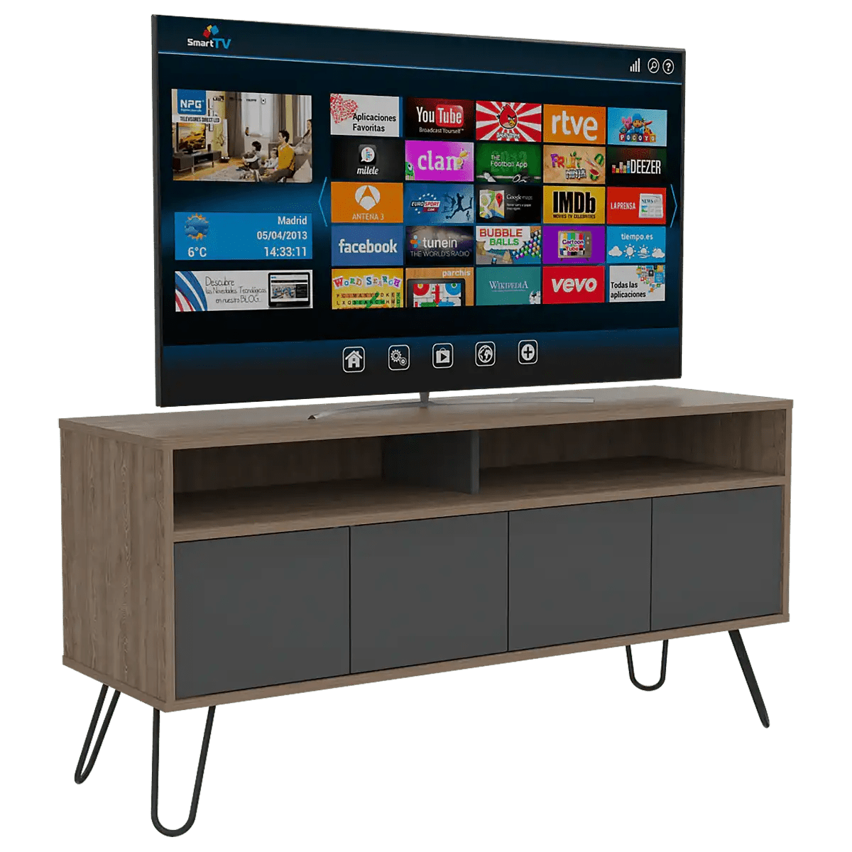 Core Vegas Bleached Oak Effect 4 Door TV Stand - Price Crash Furniture