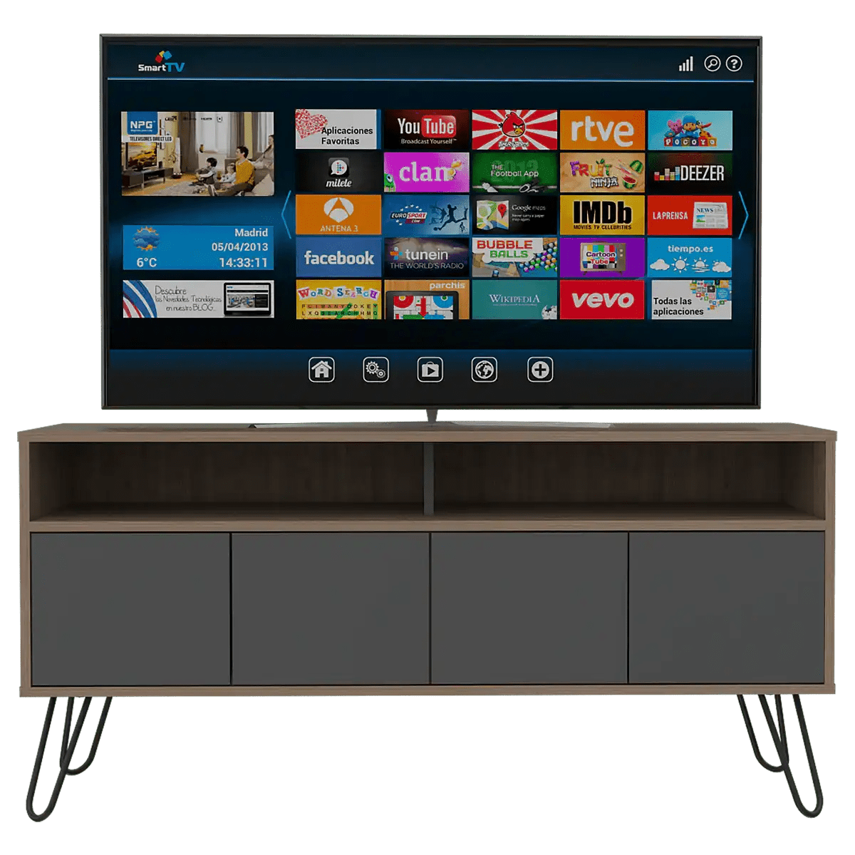 Core Vegas Bleached Oak Effect 4 Door TV Stand - Price Crash Furniture