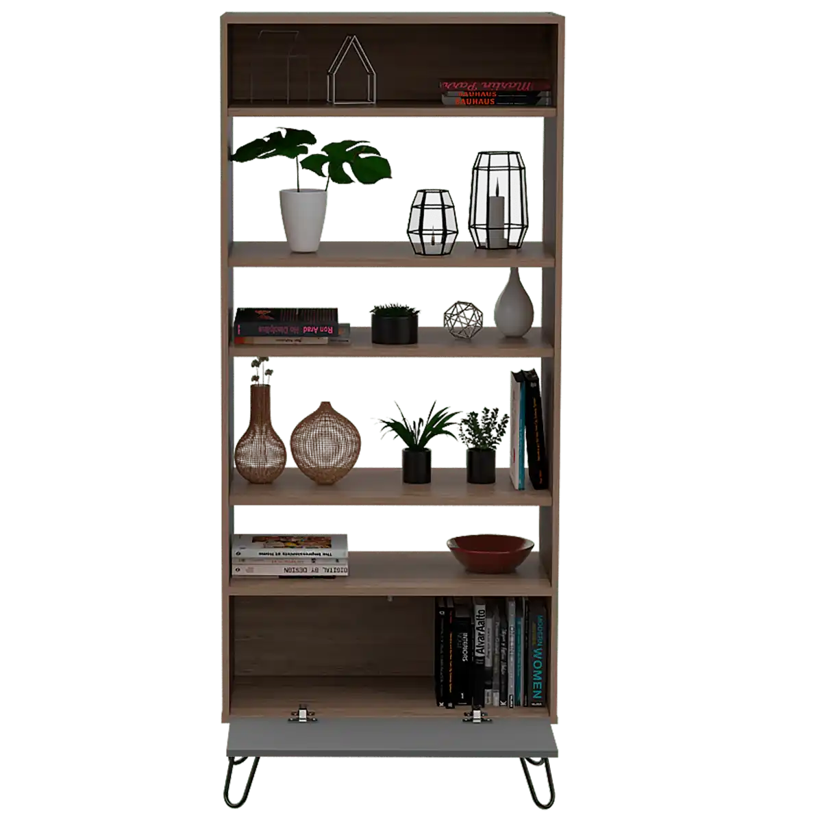 Core Vegas Bleached Oak Effect Display Bookcase With Door - Price Crash Furniture