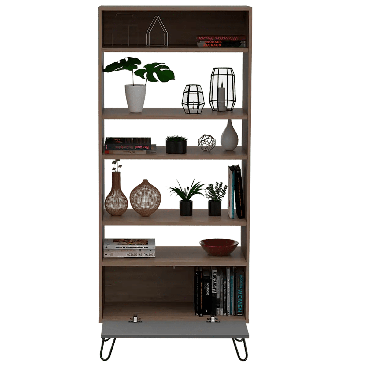 Core Vegas Bleached Oak Effect Display Bookcase With Door - Price Crash Furniture