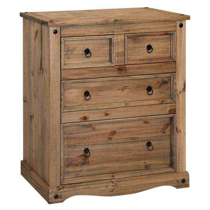 Corona 2+2 4 Drawer Chest Drawers Mexican Style Pine