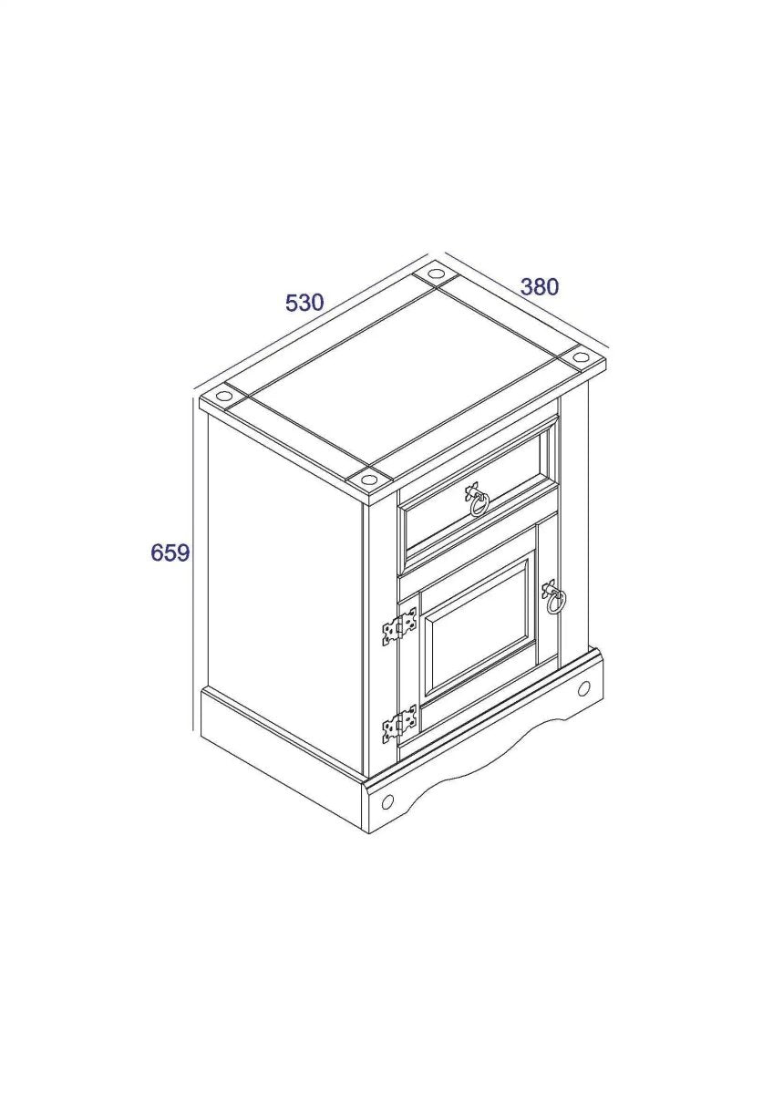 Corona Core Products 1 Door, 1 Drawer Bedside Cabinet in Pine - Price Crash Furniture