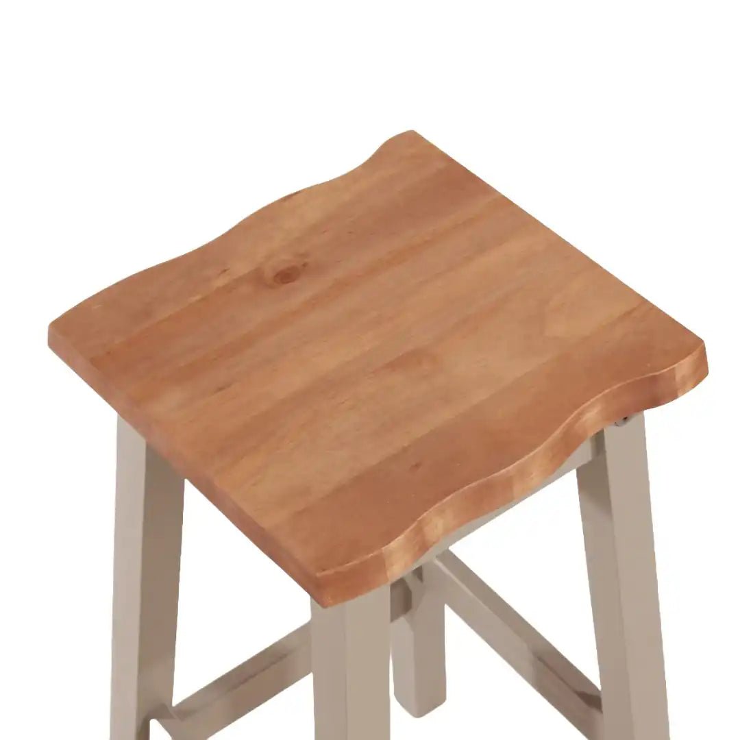 Corona Grey Dining Set - live edge small rectangular high breakfast bar table & 2 bar stool set - Price Crash Furniture