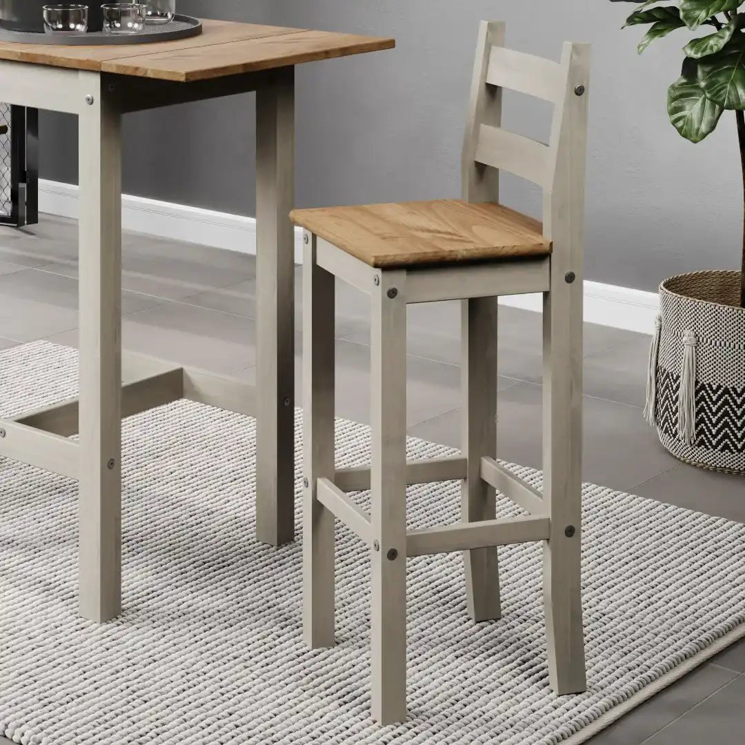 Corona Grey Pair of Chairs - high breakfast bar chair (pair) - Price Crash Furniture