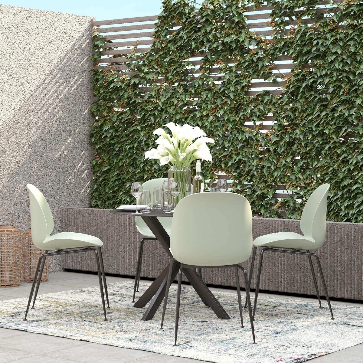 COSMOLIVING Aria Resin Dining Chair 4 pack in Light Sage Green - Price Crash Furniture