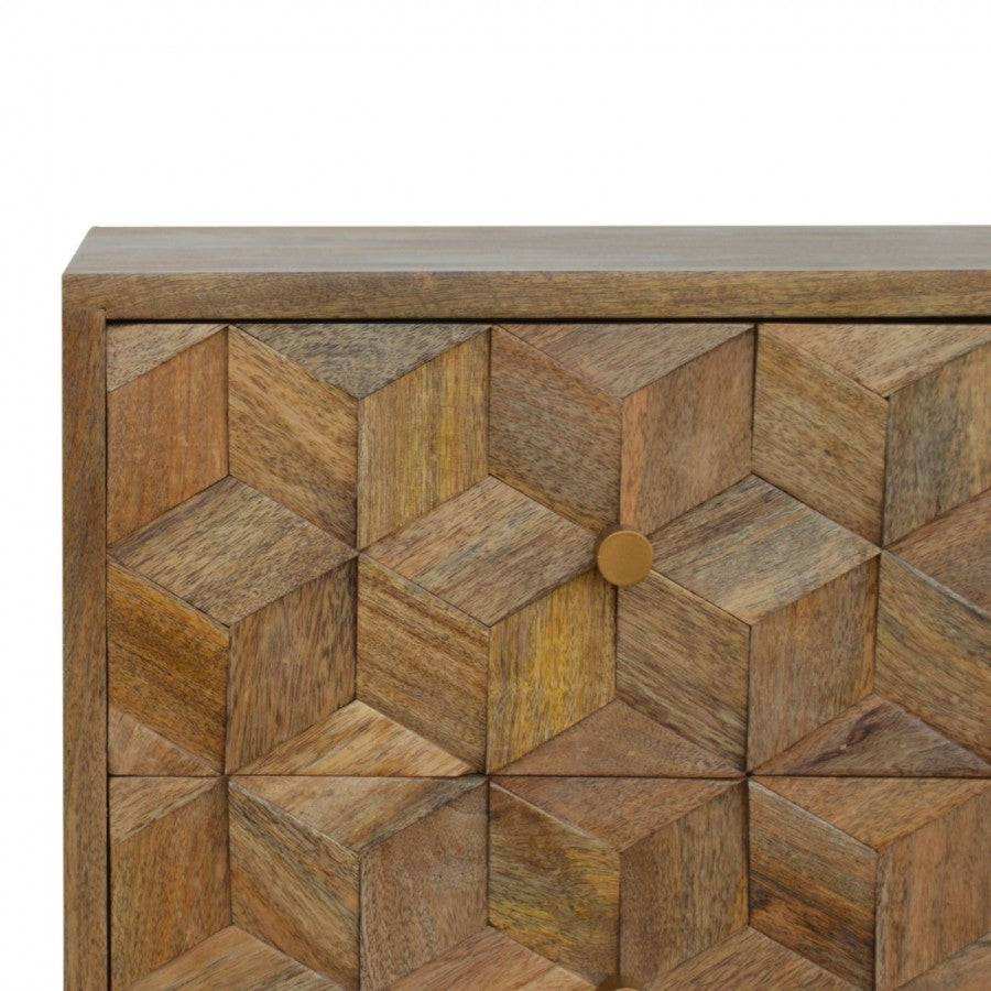 Cube Carved Bedside With 2 Drawers - Price Crash Furniture