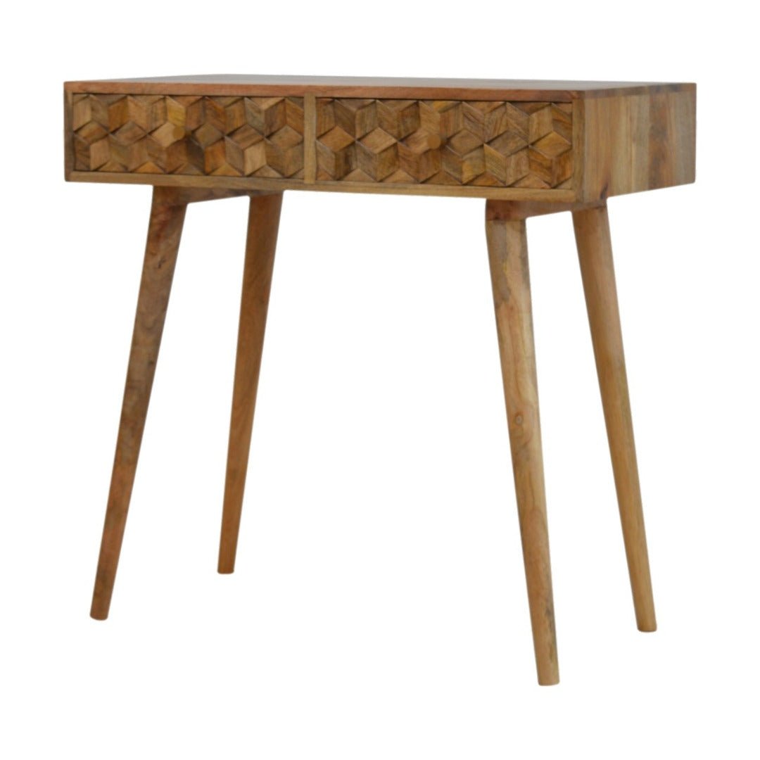 Cube Carved Console Table With 2 Drawers - Price Crash Furniture