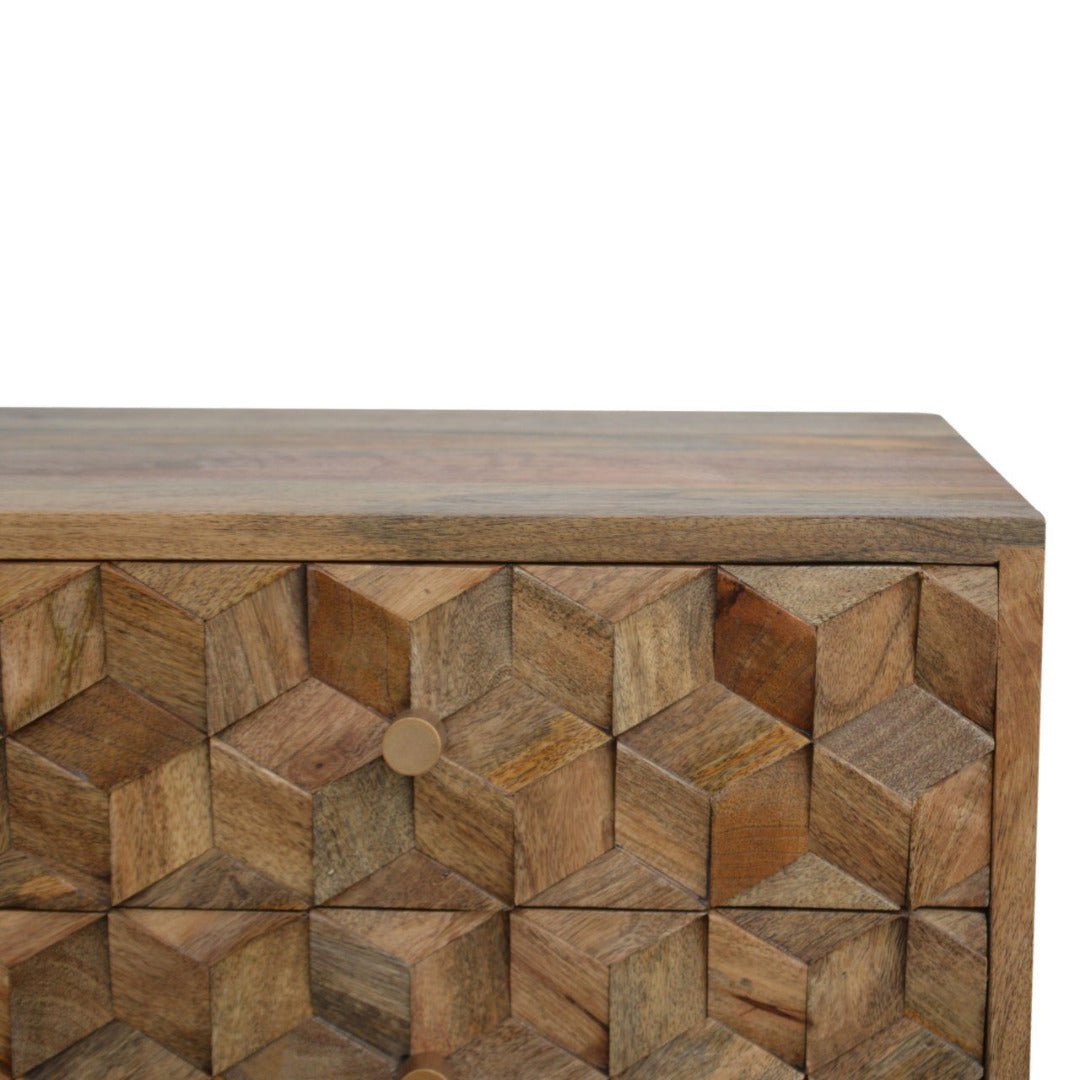 Cube Carved Media Unit With 2 Open Slots - Price Crash Furniture