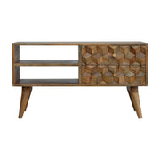 Cube Carved Media Unit With 2 Open Slots - Price Crash Furniture