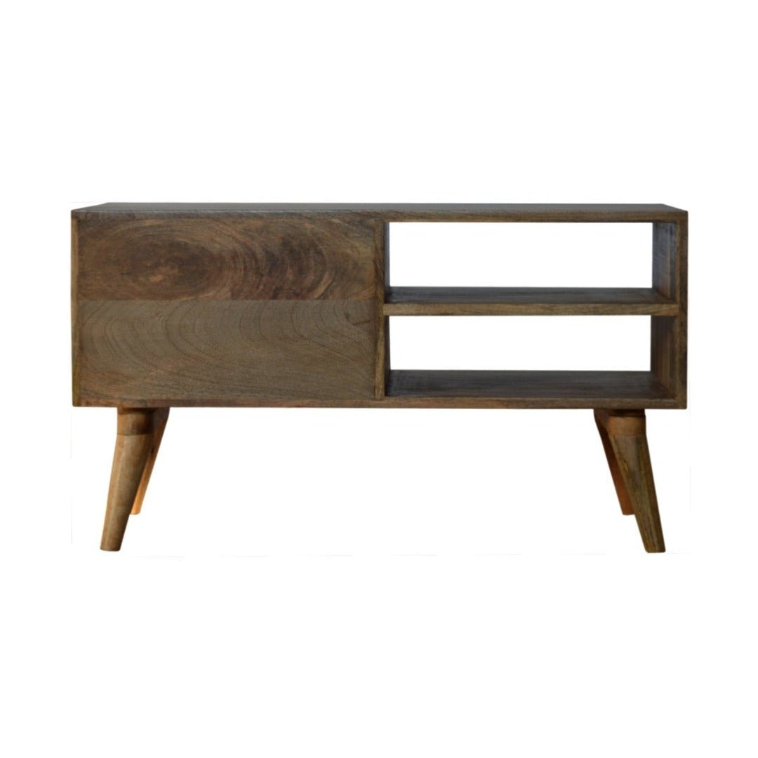 Cube Carved Media Unit With 2 Open Slots - Price Crash Furniture