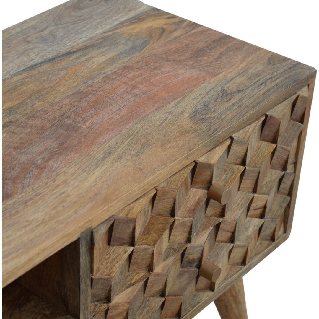 Cube Carved Media Unit With 2 Open Slots - Price Crash Furniture