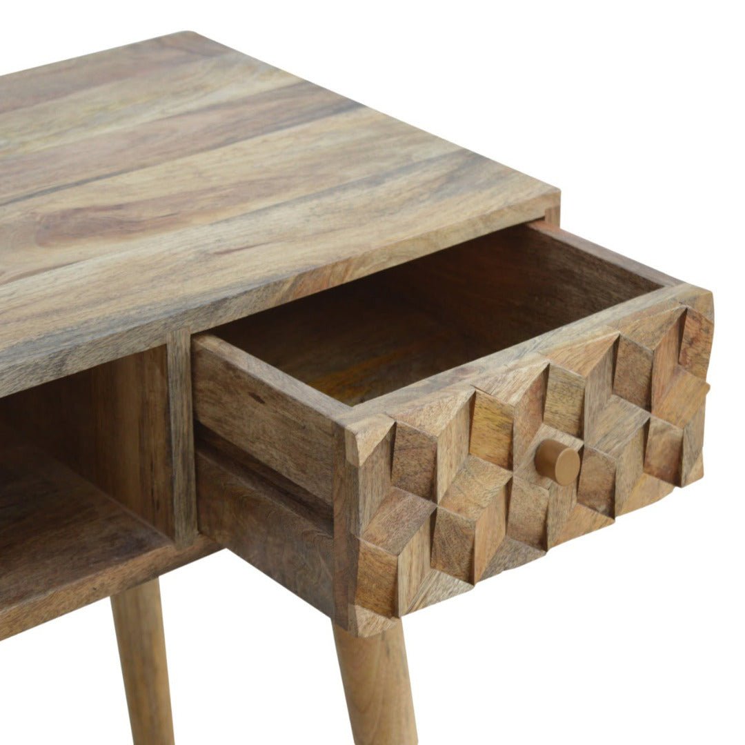 Cube Carved Writing Desk With Open Slots - Price Crash Furniture