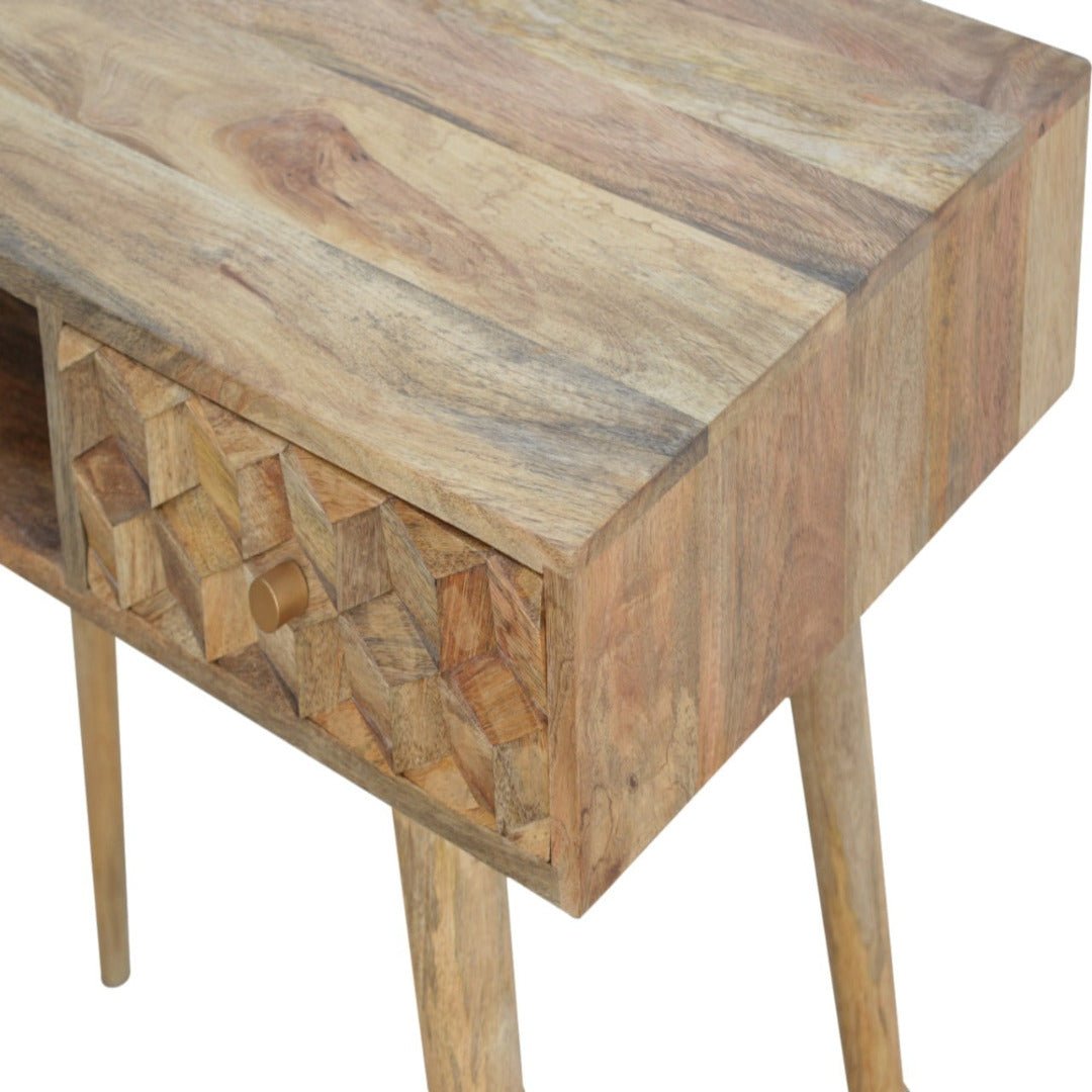 Cube Carved Writing Desk With Open Slots - Price Crash Furniture