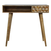 Cube Carved Writing Desk With Open Slots - Price Crash Furniture