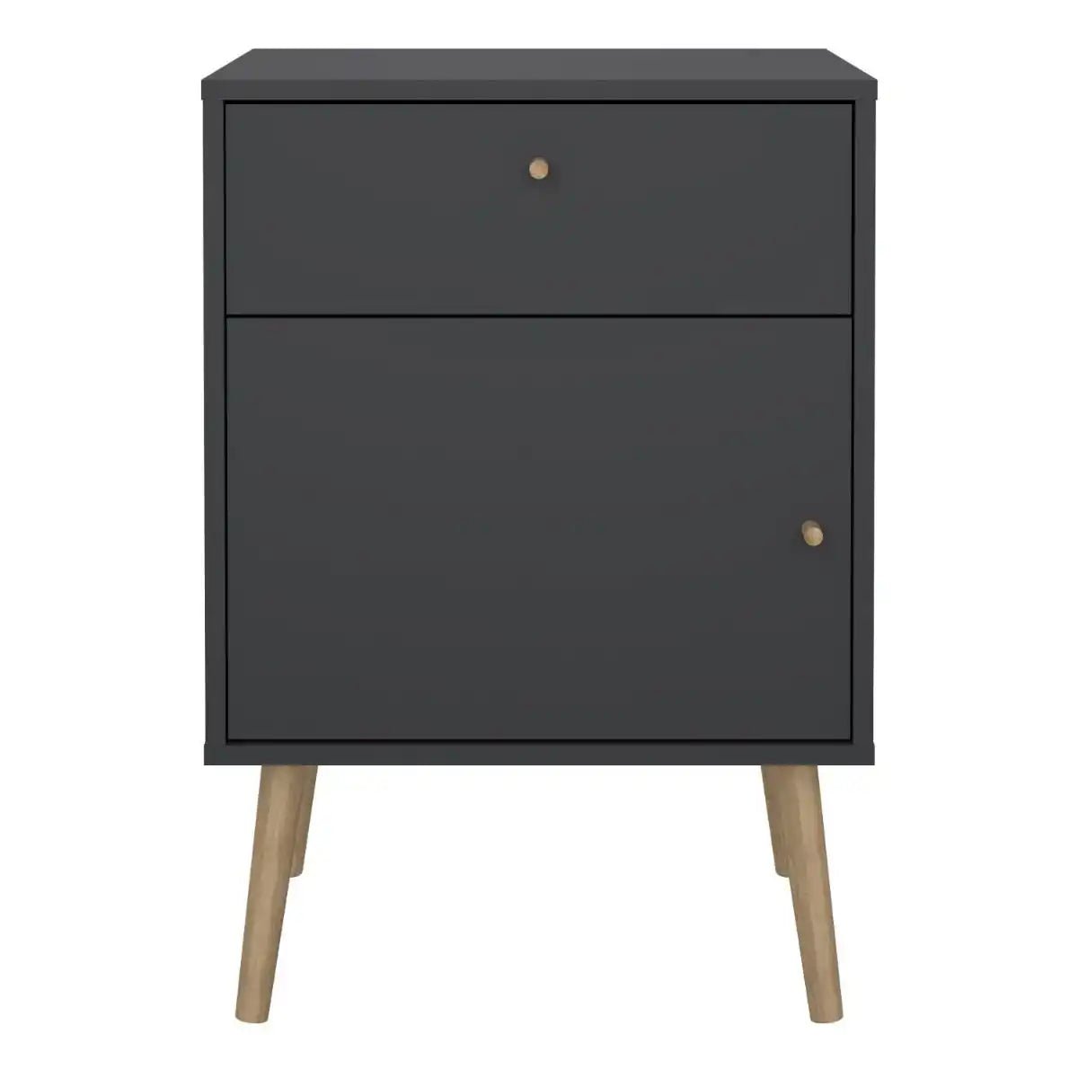 Cumbria Bedside Table Cabinet 1 Door + 1 Drawer Dark Grey - Price Crash Furniture